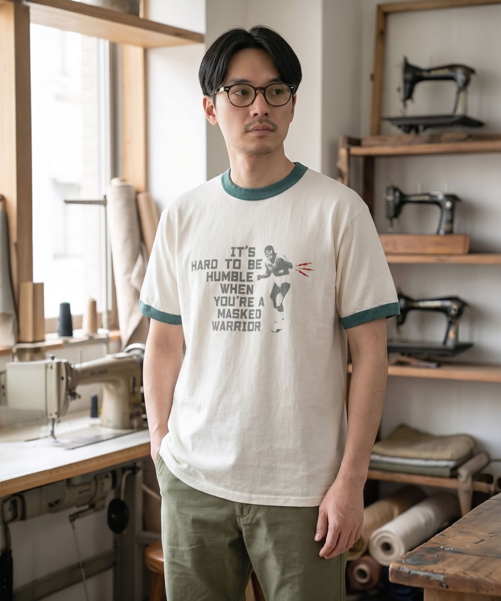 Big John（ビッグジョン） リンガーTシャツ 丸胴 Tee MASKED WARRIOR
