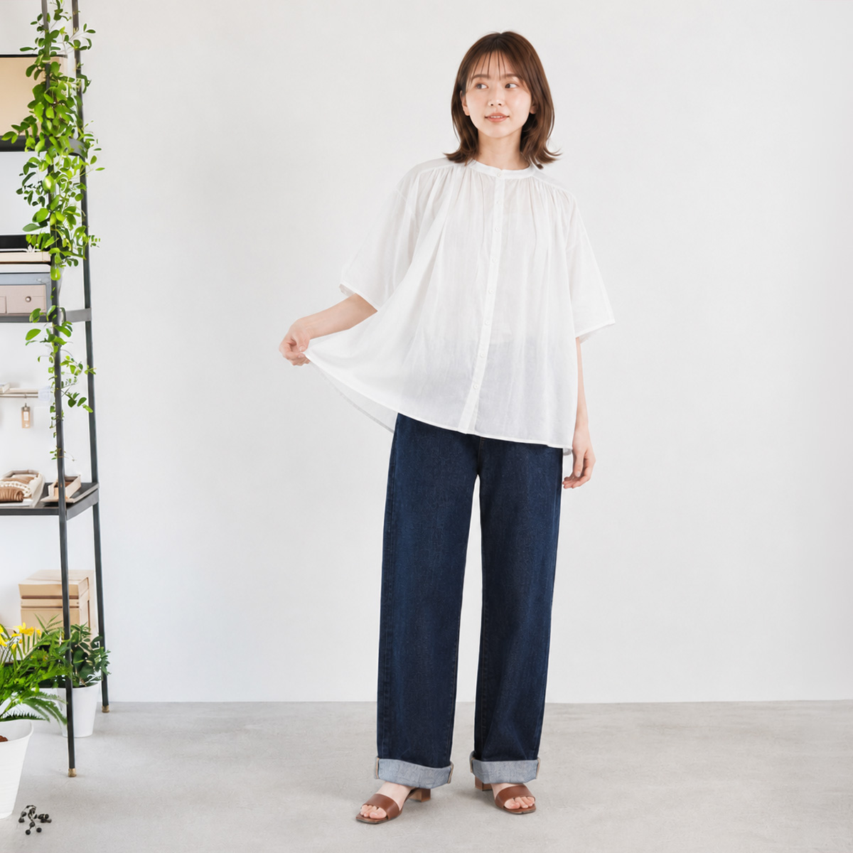 Brocante DMG インドボイル シスフロンセシャツシアー素材 レディース 