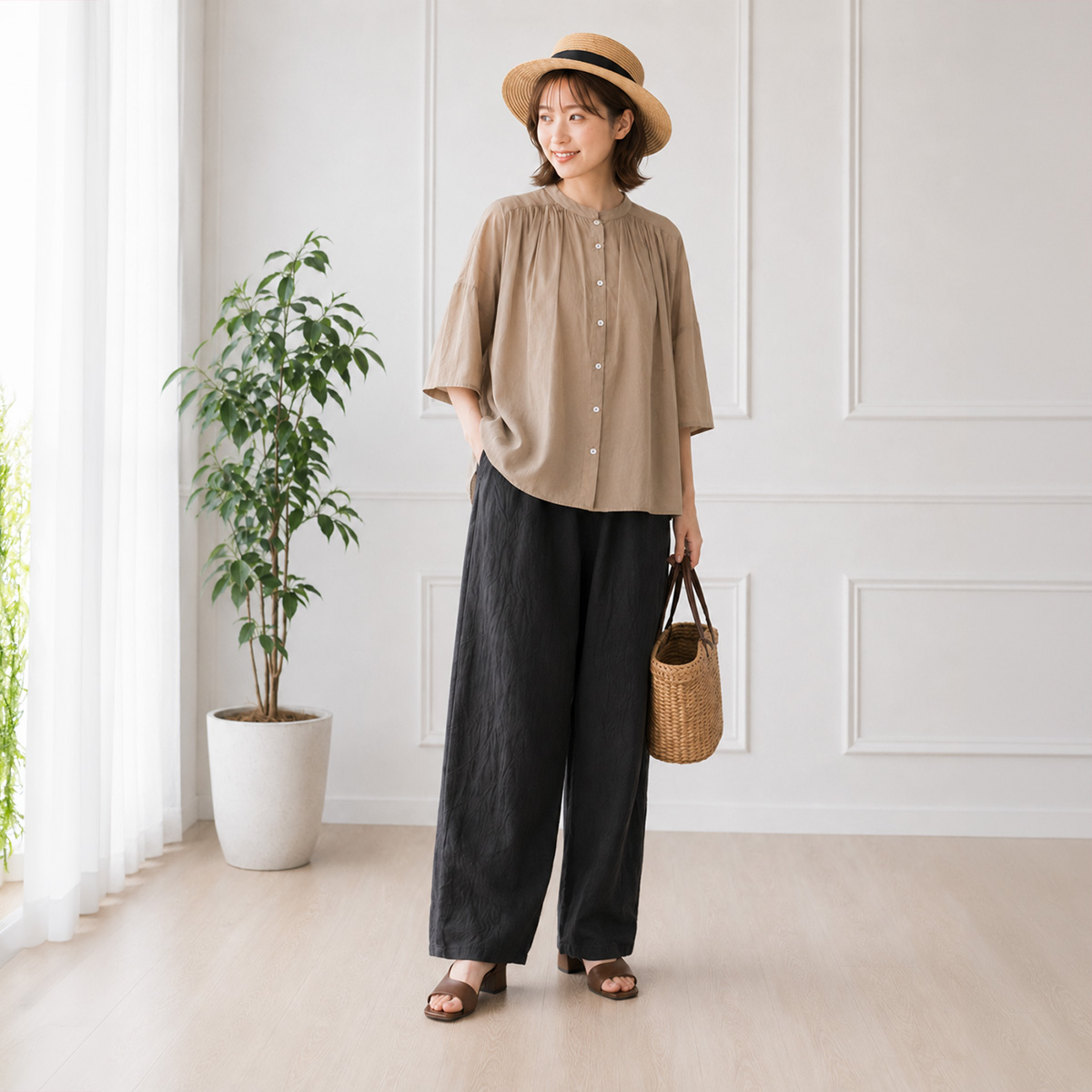 Brocante DMG インドボイル シスフロンセシャツシアー素材 レディース
