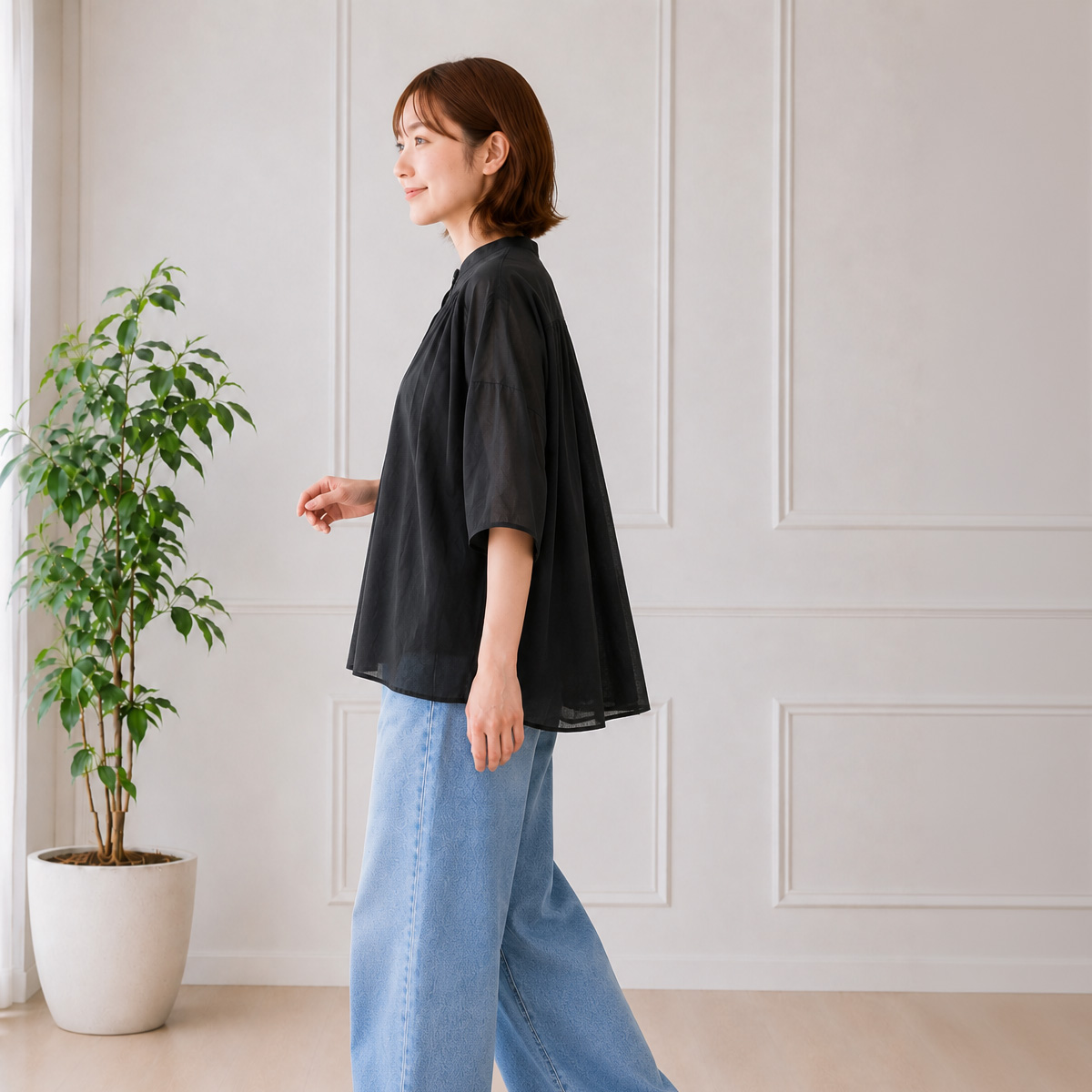 Brocante DMG インドボイル シスフロンセシャツシアー素材 レディース