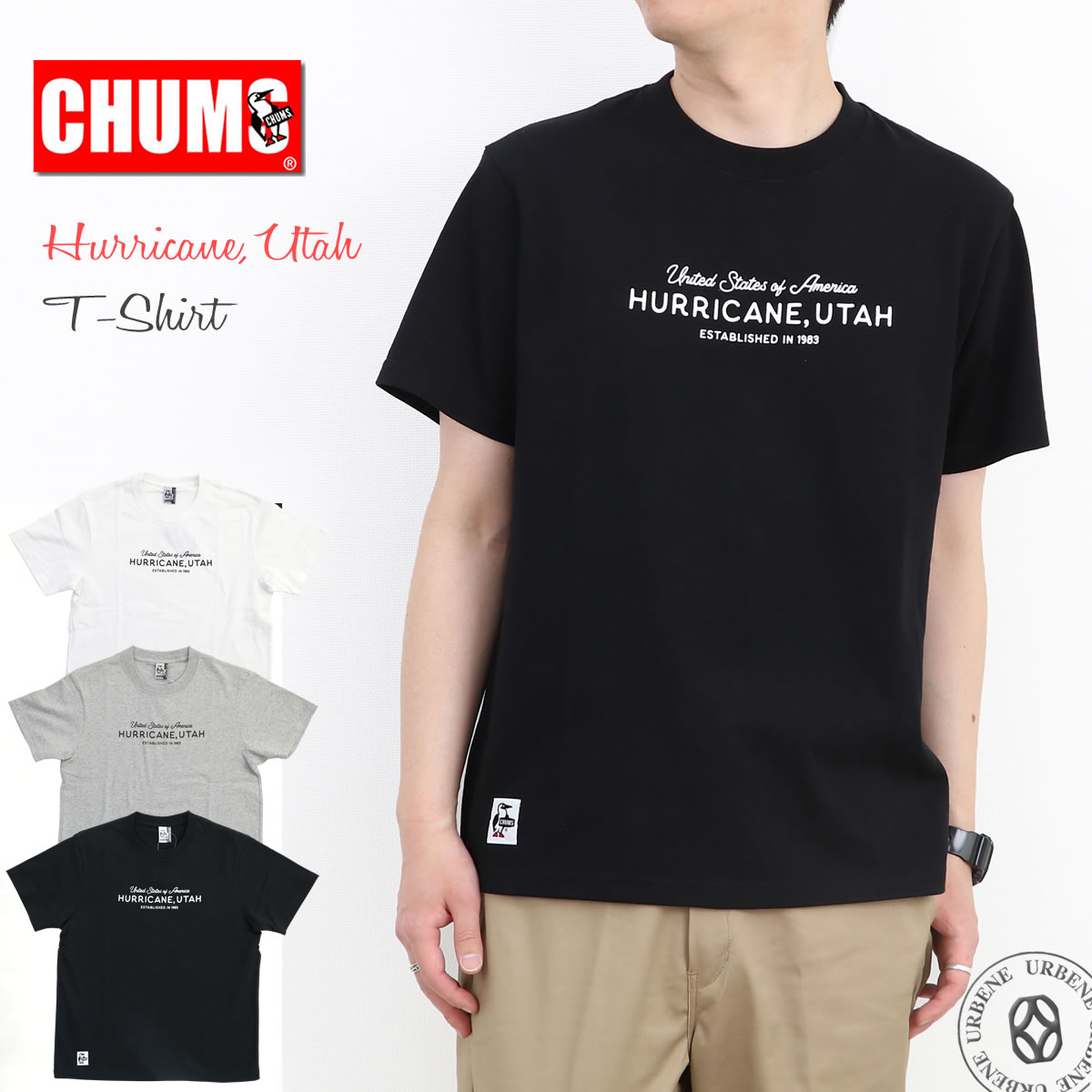 チャムス Tシャツ CHUMS クルーネック 半袖 ハリケーンユタ Tシャツ Hurricane レディース メンズ ユニセックス フェス アウトドア  グラフィックTシャツ