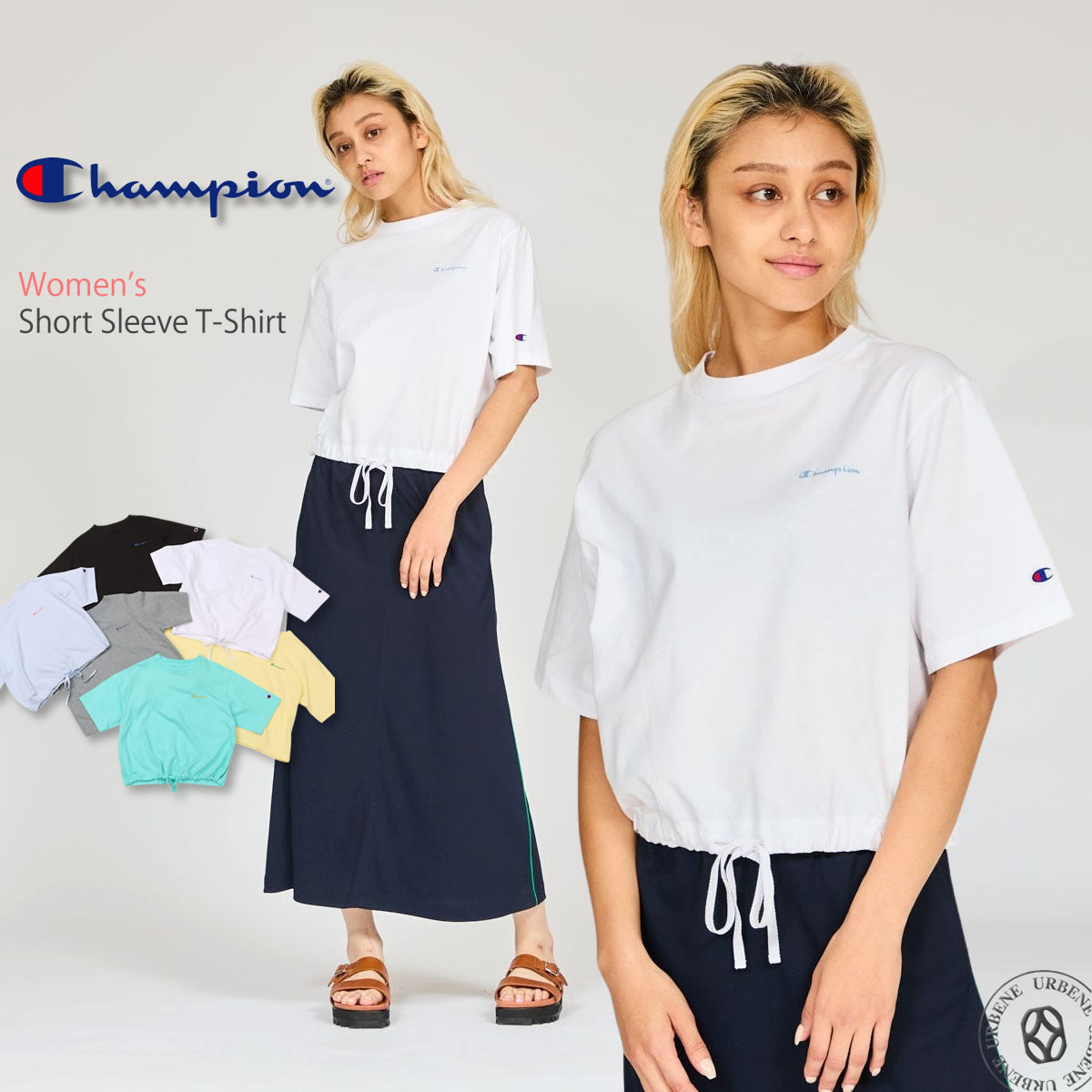 レディース 半袖Tシャツ チャンピオン Champion 接触冷感 ショートスリーブTシャツ ドローストリング 快適ウェア Champion レディース 半袖Tシャツ チャンピオン 接触冷感