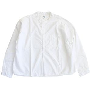 ノーカラーシャツ ドミンゴ DMG D.M.G コットンタイプライタースタンドカラーシャツ 白 ネイ...