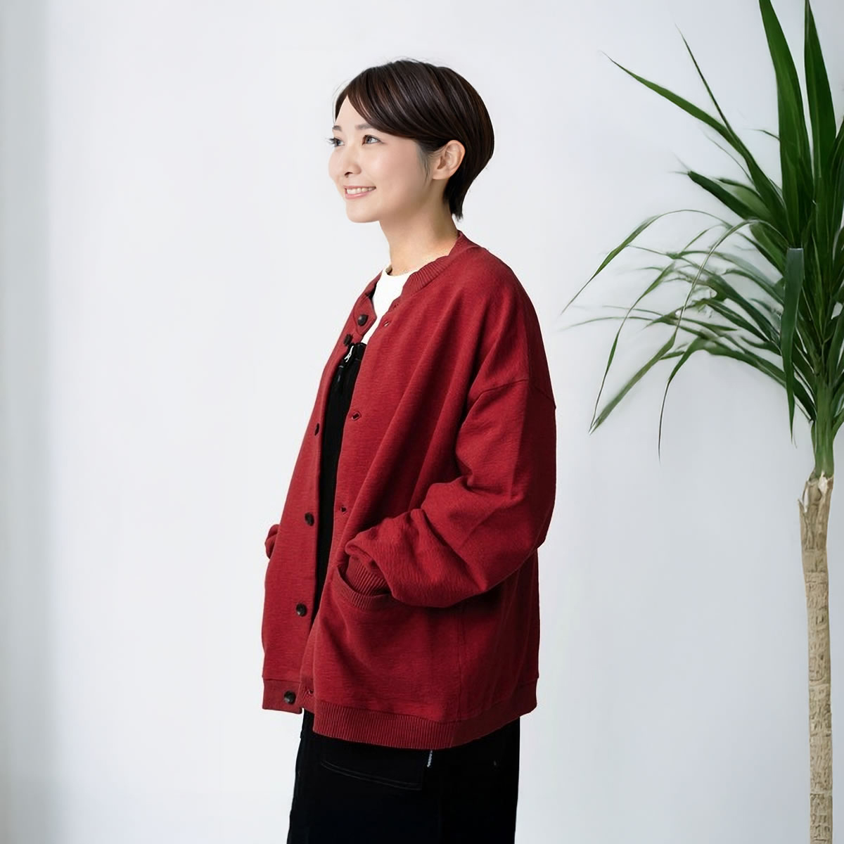 gym master（ジムマスター） カーディガン ブロックインレーボタン 
