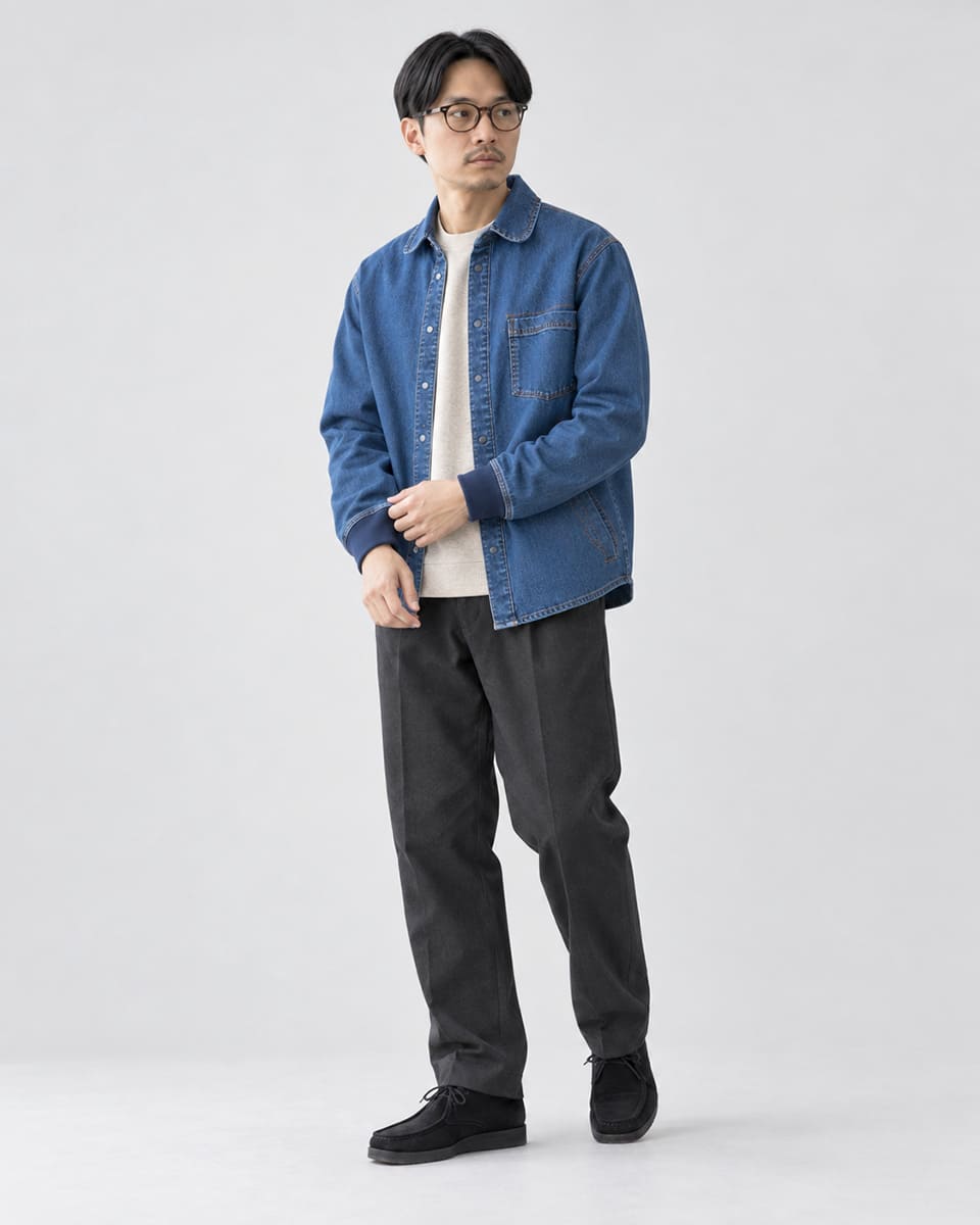 gym master（ジムマスター） ストレッチデニム ツイル シャツ