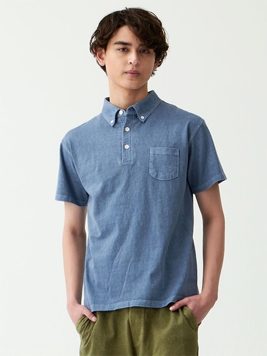 GOOD ON（グッドオン） ボタンダウンポロシャツ 半袖 ピグメントダイ