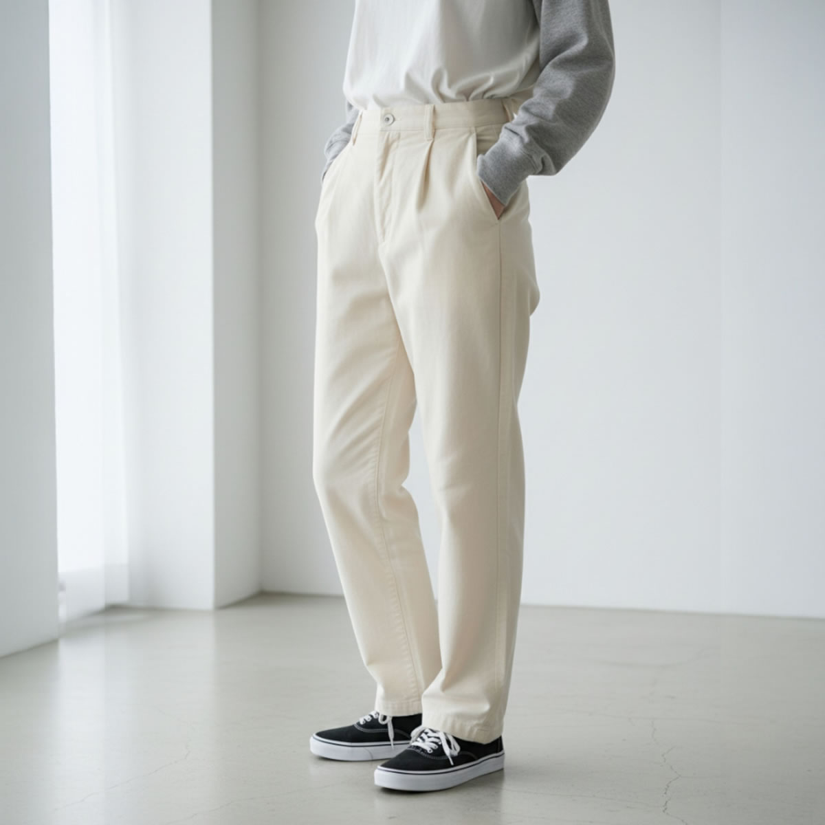 Johnbull（ジョンブル） 裏起毛 コーデュロイ タックテーパードパンツ