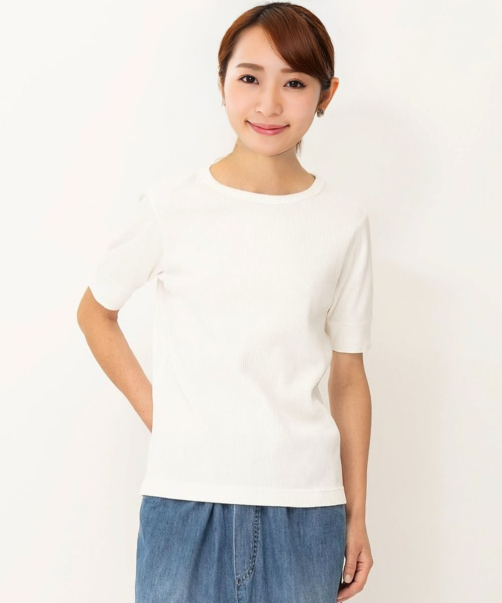 Tシャツ ジョンブル ピグメント針抜きTシャツ レディース JOHNBULL プルオーバー トップス 半袖 リブ 一枚着 インナー Johnbull Tシャツ ジョンブル ピグメント針抜きTシャツ