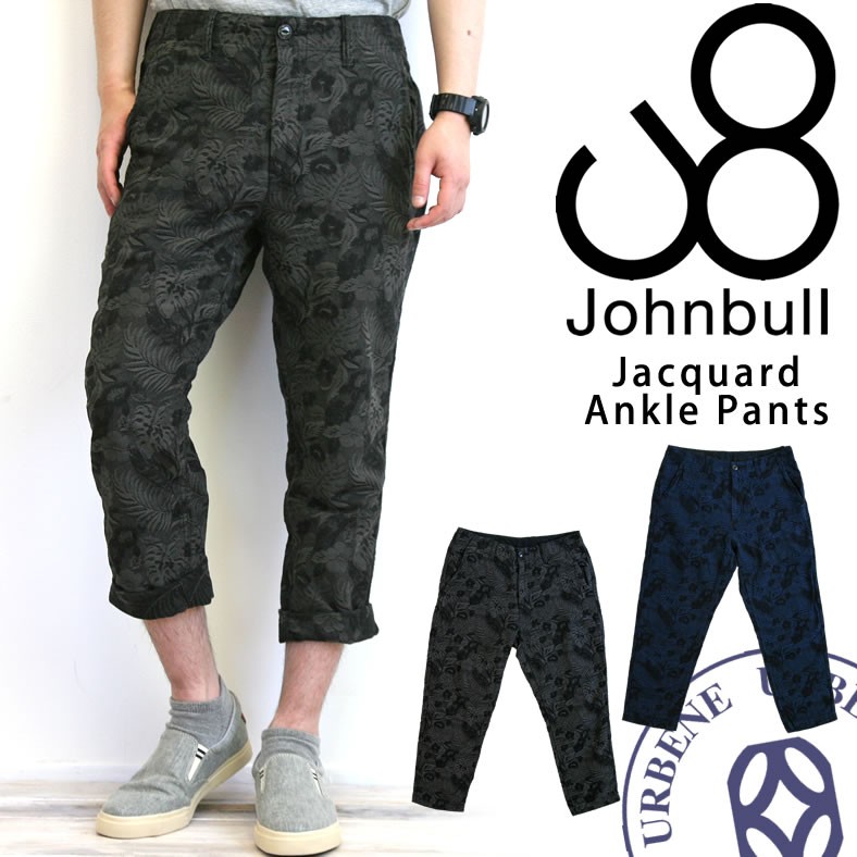 AMBELL アンベル　日本製　チェック柄 ジャガード　刺繍　パンツ Johnbull ジョンブル ジャガード アンクル丈パンツ ボタニカル柄