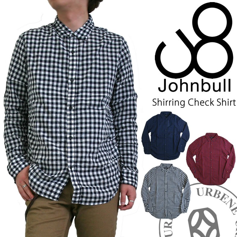 美品　Johnbull シャーリング　コットン100% ギンガムチェックシャツ johnbull-13350_1.jpg
