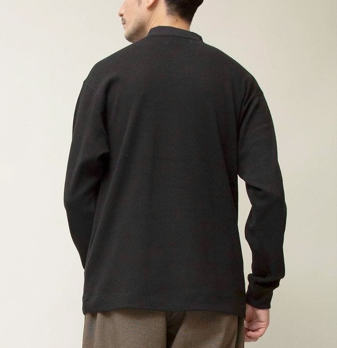 JOHN BULL◆長袖シャツ/S/コットン/BLK/無地 Johnbull ジョンブル メンズ ワッフルヘンリーカットソー 長袖 T