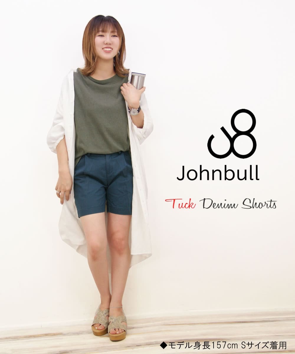 Johnbull（ジョンブル） レディース タック デニムショーツ ジーンズ