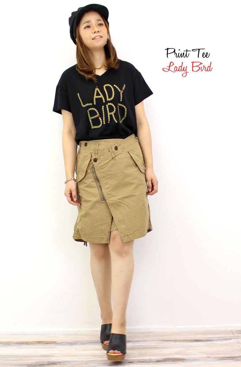 ジョンブル レディース Tシャツ Johnbull デザインプリントTシャツ LADYBIRD zc340 ドロップショルダー 半袖 アメカジ おしゃれ Johnbull ジョンブル レディース Tシャツ デザインプリントT