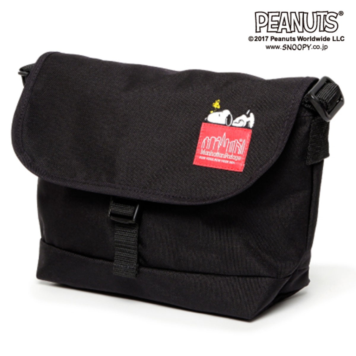 Manhattan Portage✖スヌーピー メッセンジャーバッグ、黒、希少 Manhattan Portage 最大50%☆9/5限定 日本正規品 マンハッタン