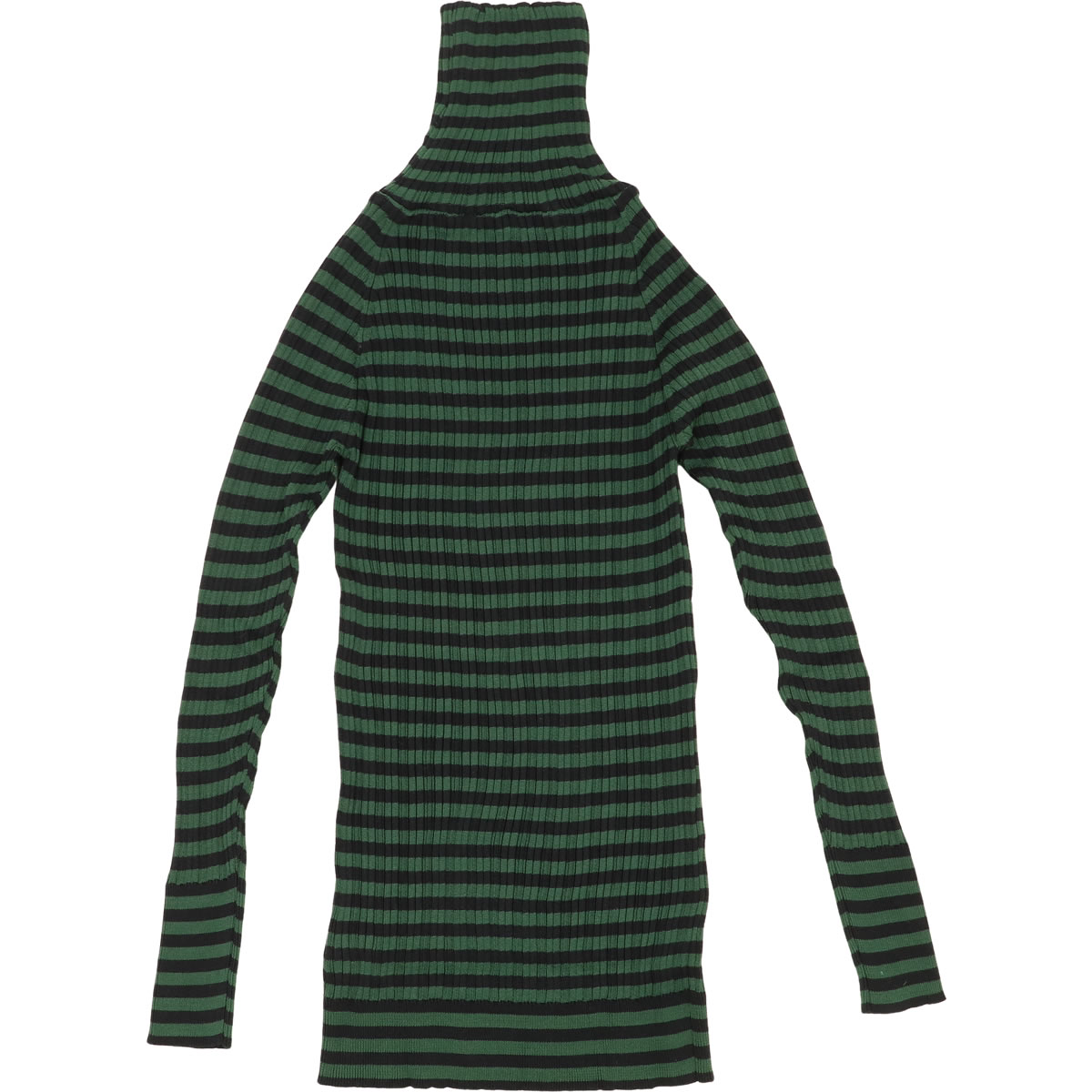 NARU（ナル） ボーダー タートルネック ランダムリブ 長袖 ニット