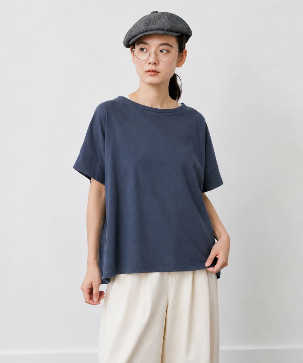 NARU ナル コンフィーシャツ 637415 レディース 半袖 Tシャツ カットソー 綿100％ 日本製 無地 ワイドTシャツ_nar_ltt |  | 01