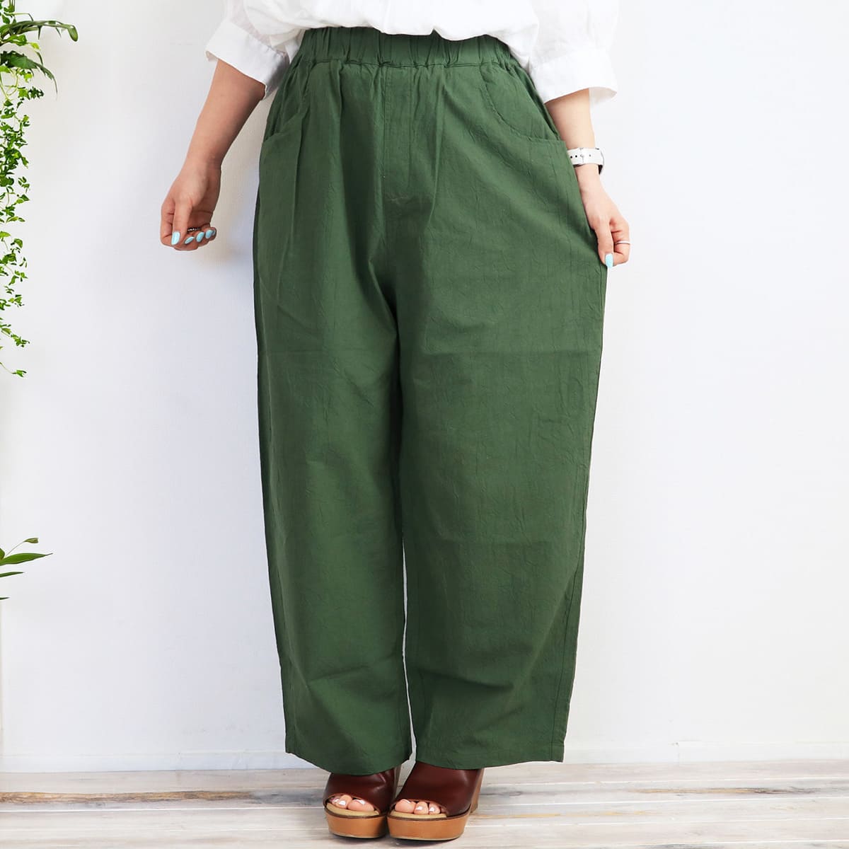 NARU ナル 20シーチングハンドワッシャーノッポパンツ イージーパンツ