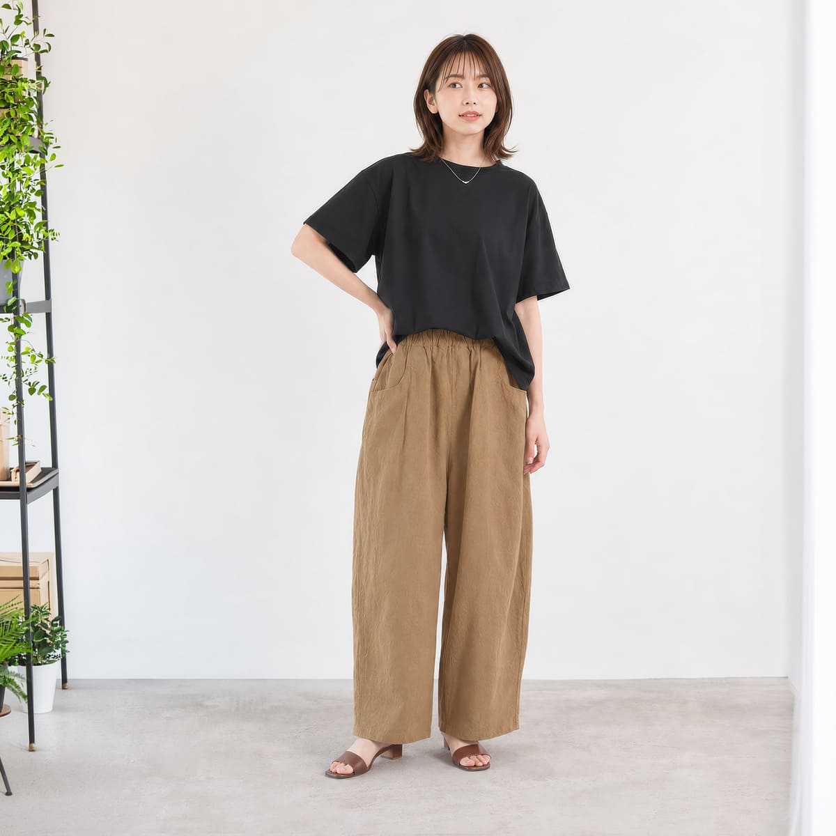 NARU ナル 20シーチングハンドワッシャーノッポパンツ イージーパンツ