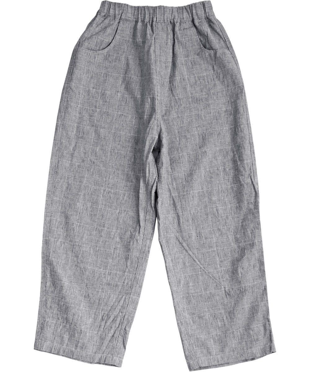 NARU ナル 綿麻 チェック ノッポパンツ のっぽ 先染めリネン綿