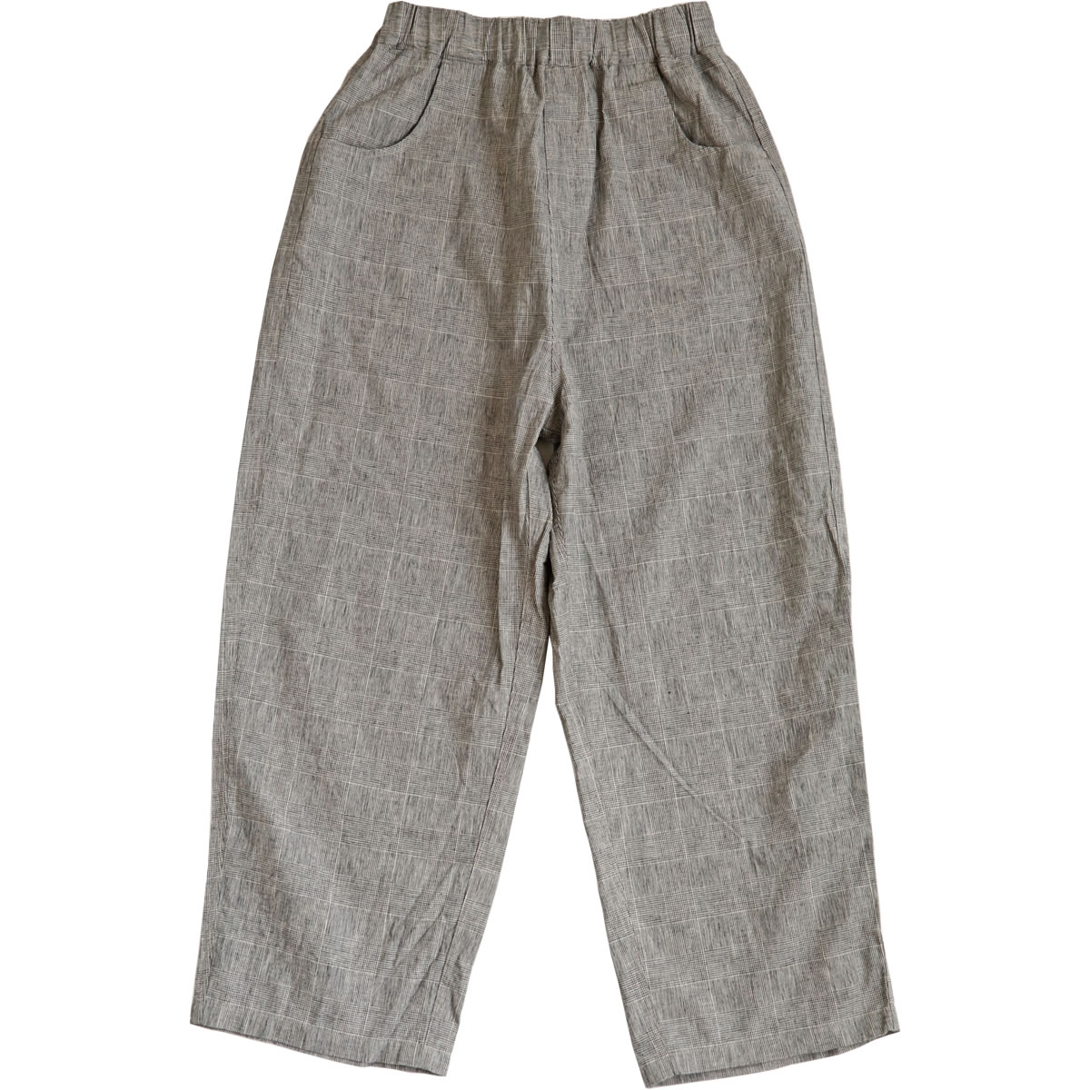 NARU ナル 綿麻 チェック ノッポパンツ のっぽ 先染めリネン綿