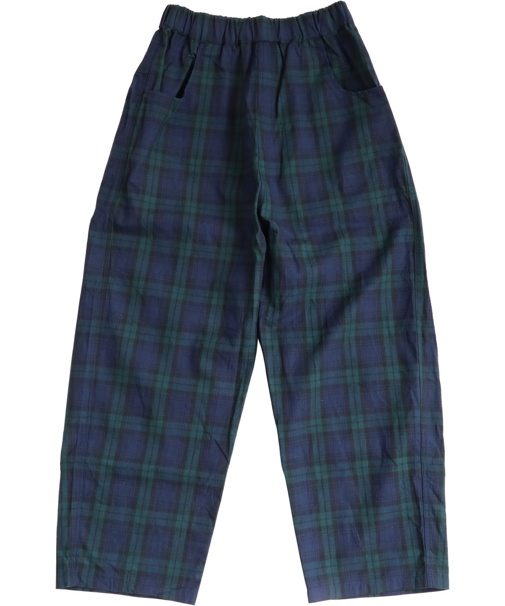 NARU ナル 綿麻 チェック ノッポパンツ のっぽ 先染めリネン綿