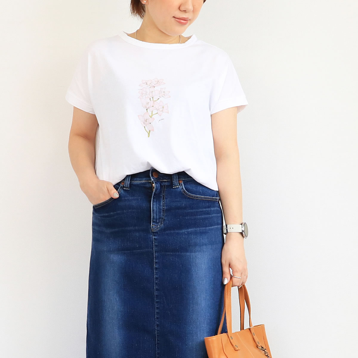 NARU ナル Miltata コラボ 花暦 はなごよみ プリントミナミシャツフレンチスリーブ 半袖 Tシャツ クルーネック NARU ナル Miltata コラボ 花暦 はなごよみ プリントミナミ
