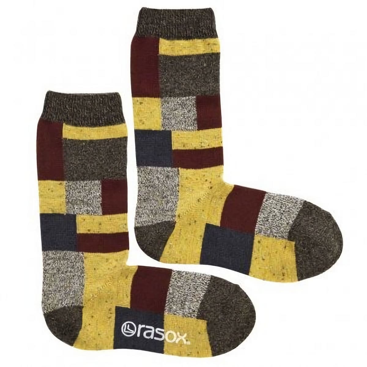 rasox ラソックス 靴下 パッチワーク風コットン クルーソックス ca202cr20 Ｌ字型 メンズ レディース スニーカーソックス スポーツ コットン | rasox | 02
