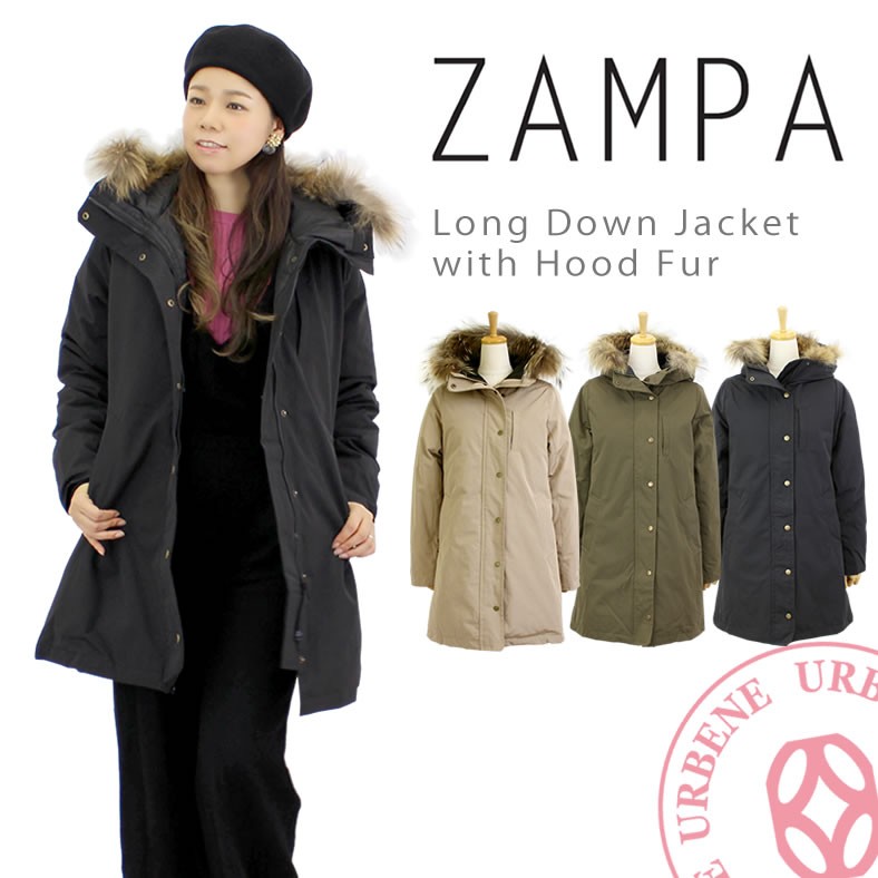 ZAMPA ファー付ダウンジャケット　L セール】ファー付きフード ロングダウンジャケット（ダウン
