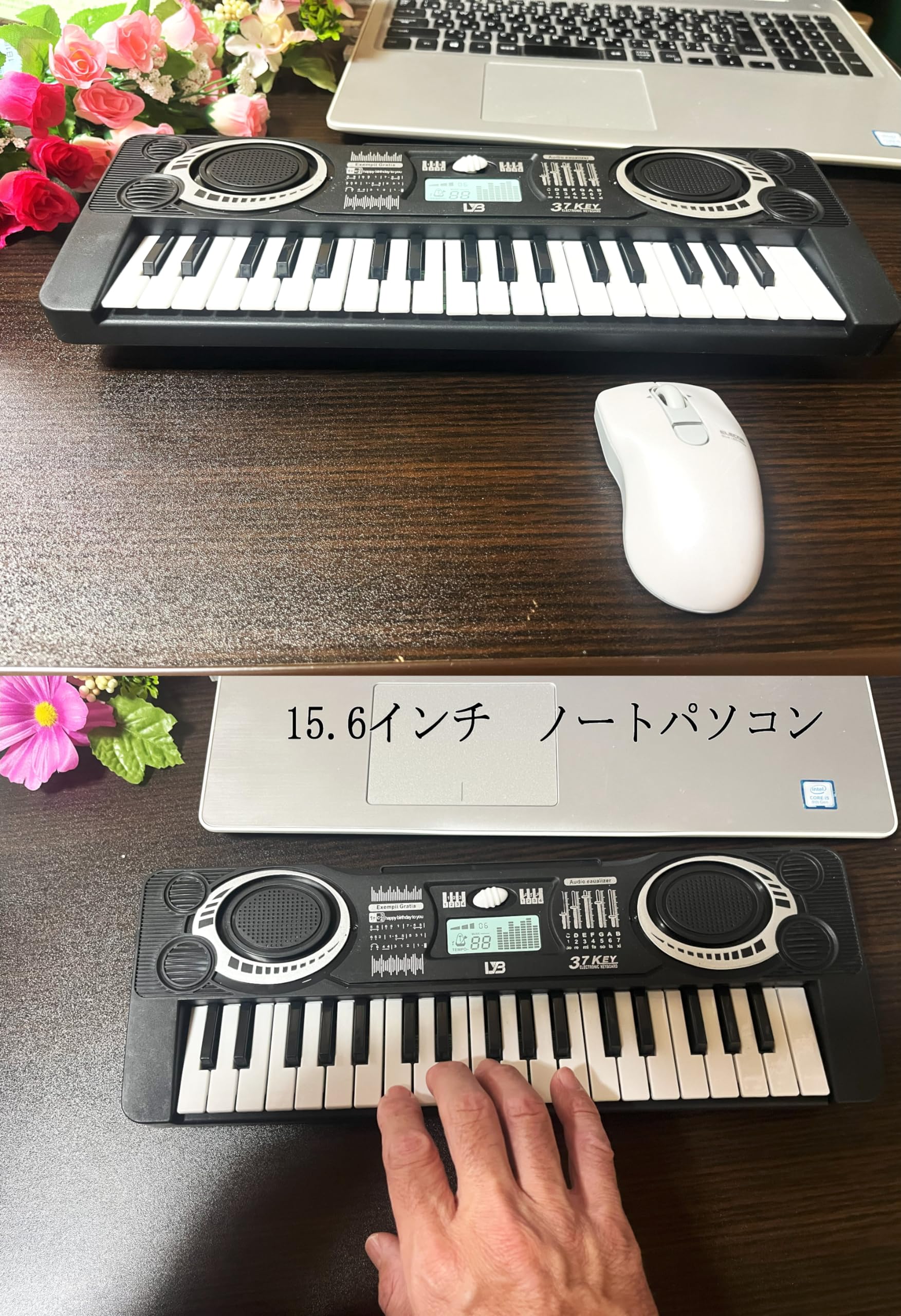 電子ピアノ mini 電子オルガン キーボード 37鍵盤 乾電池式 子供 ミニ