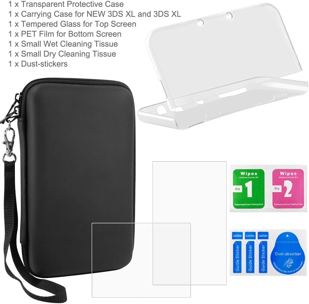Nintendo NEW 3DS LL 用 保護ケース + ハードケース 2枚 3DSLL ガラス 