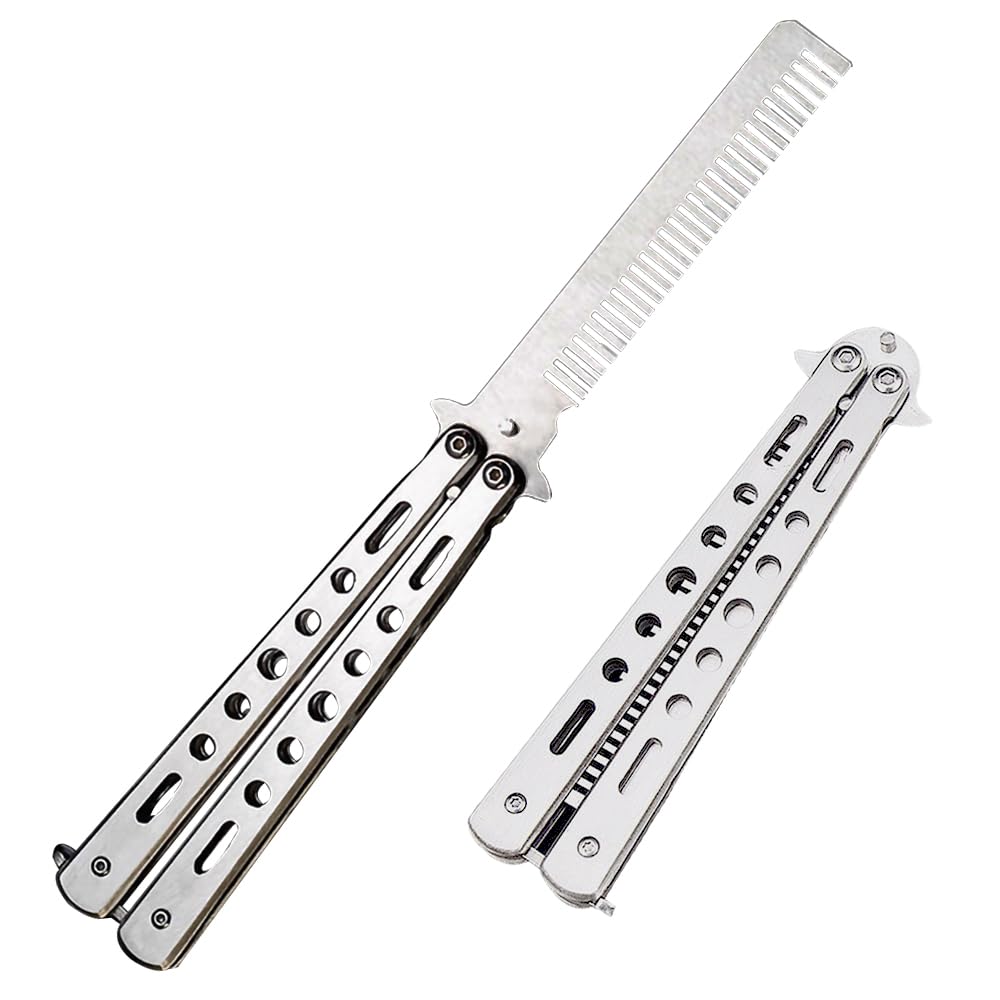 バタフライナイフ型 コーム メンズ くし 折式 クシ 持ち運び 櫛 男性 セット 髪の毛 折りたたみ ポマードコーム バーバーコーム 携帯 ポケット |  | 01