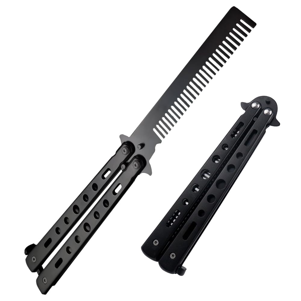 バタフライナイフ型 コーム メンズ くし 折式 クシ 持ち運び 櫛 男性 セット 髪の毛 折りたたみ ポマードコーム バーバーコーム 携帯 ポケット |  | 02