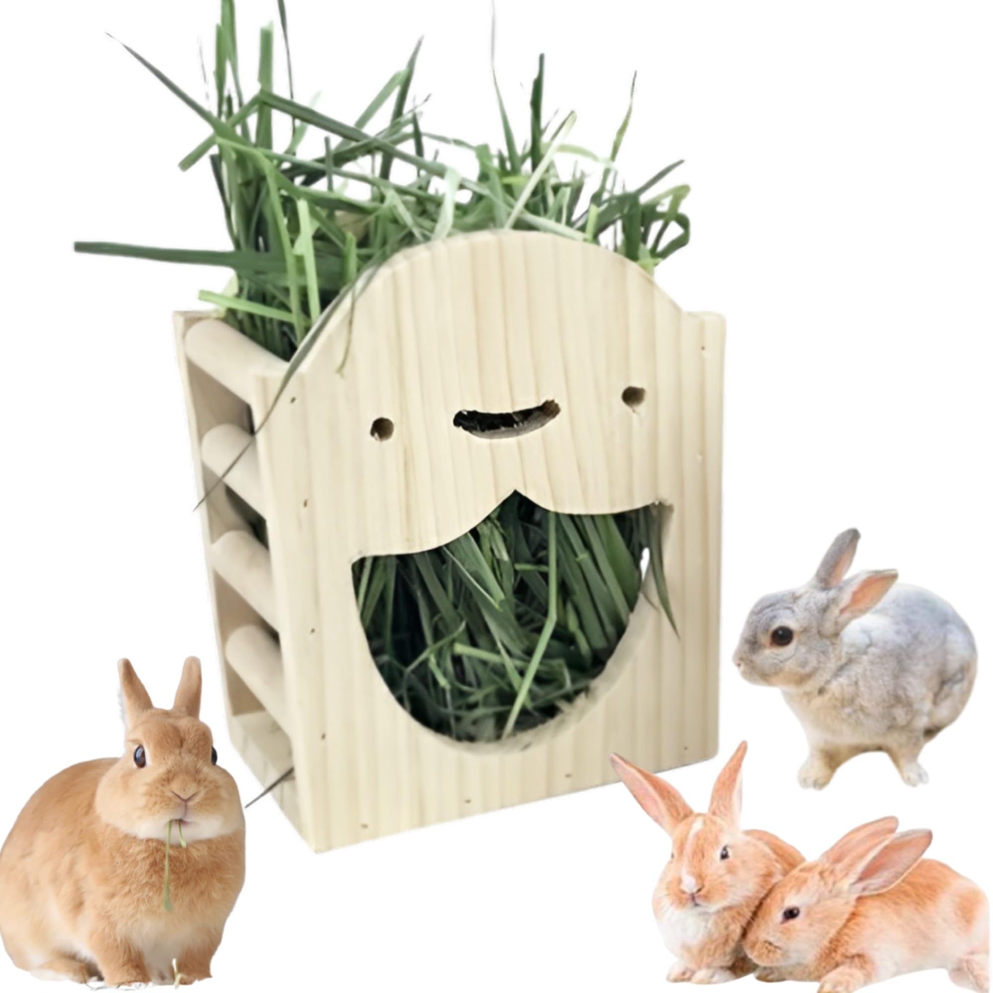 merrytime うさぎ 牧草入れ チモシーラック 干し草フィーダー 木製