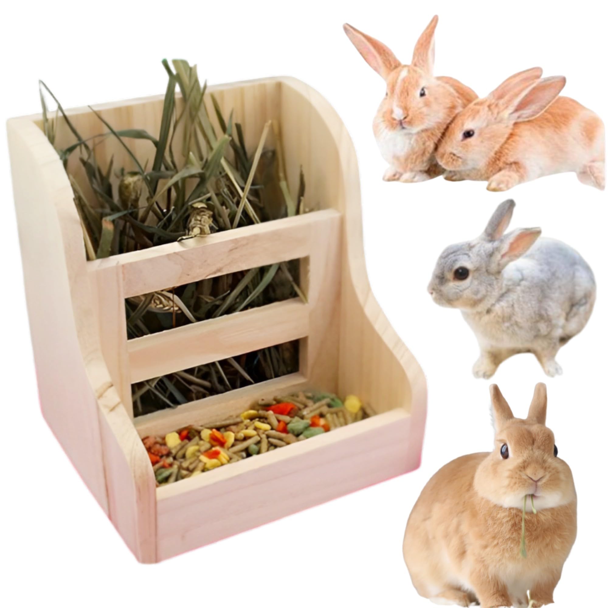 merrytime うさぎ 牧草入れ チモシーラック 干し草フィーダー 木製