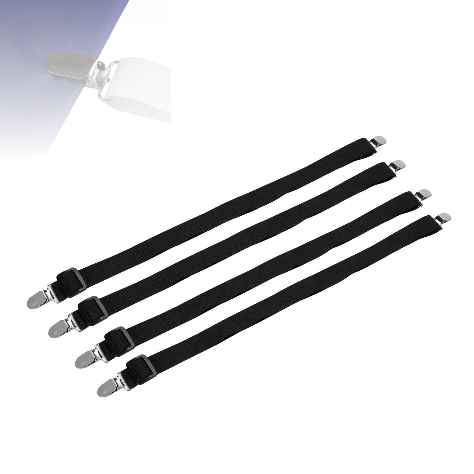 Partools ベッドシーツ固定クリップ 4本セット 50-180cm 調整可能 布団ズレ防止 ゴムバンド (ブラック) |  | 01