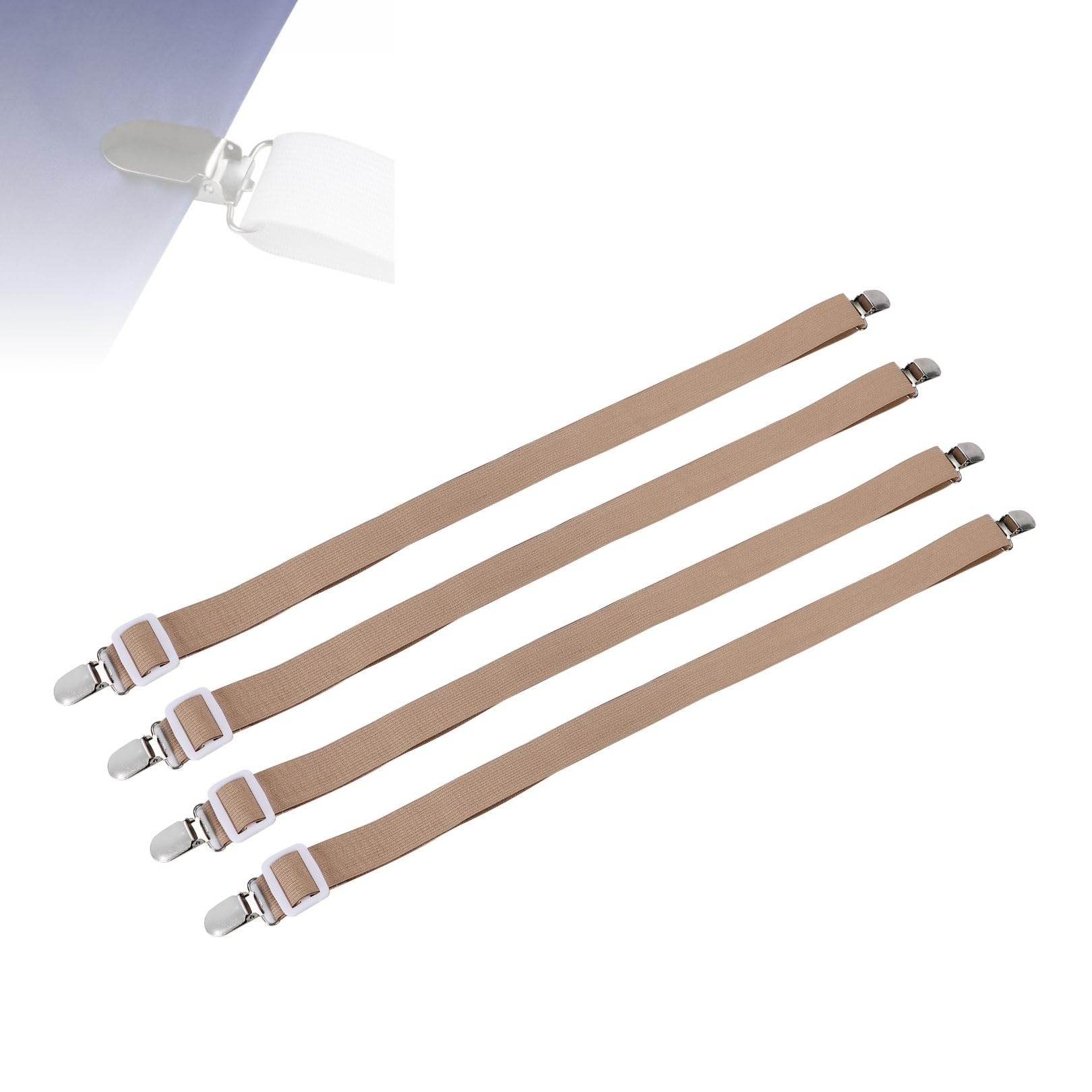 Partools ベッドシーツ固定クリップ 4本セット 50-180cm 調整可能 布団ズレ防止 ゴムバンド (ブラック) |  | 02