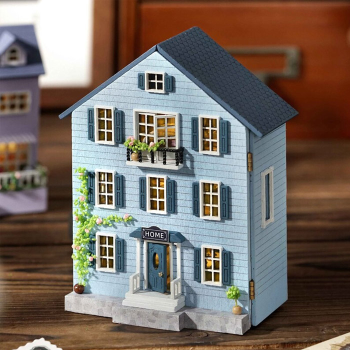 手作り 木製ドールハウス ミニチュアハウスキット ドールハウス 手作りキット DIY おもちゃ 家具付き 発光 人形の家 初心者向け 女の子 図画工作｜us-style｜02