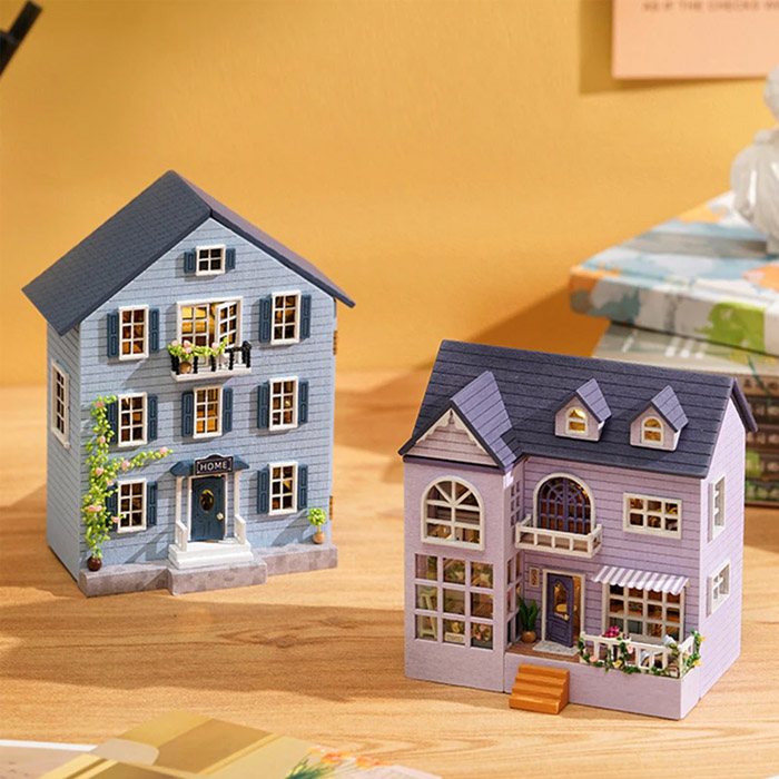 手作り 木製ドールハウス ミニチュアハウスキット ドールハウス 手作りキット DIY おもちゃ 家具付き 発光 人形の家 初心者向け 女の子 図画工作