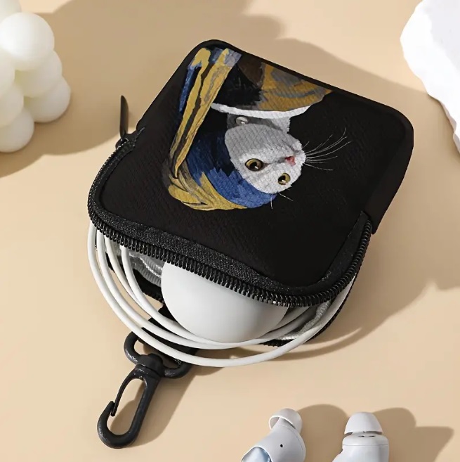 ミニポーチ 猫 ネコ アート シック プリント コインケース 小銭
