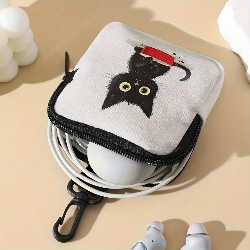 ミニポーチ 黒猫 猫 ネコ 可愛い プリント コインケース 小銭
