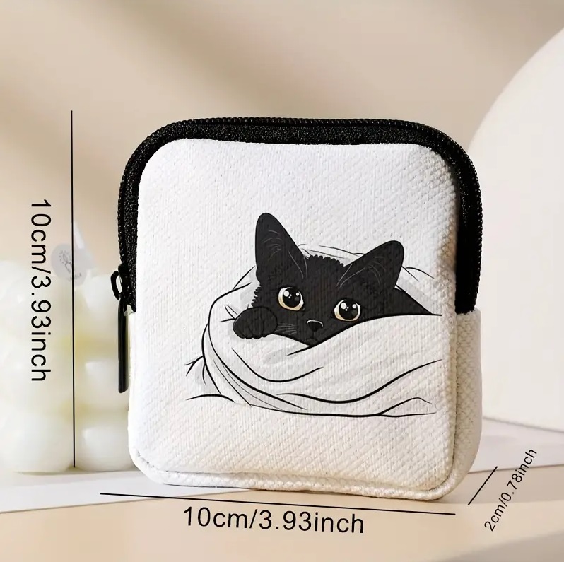 ミニポーチ 黒猫 猫 ネコ 可愛い プリント コインケース 小銭