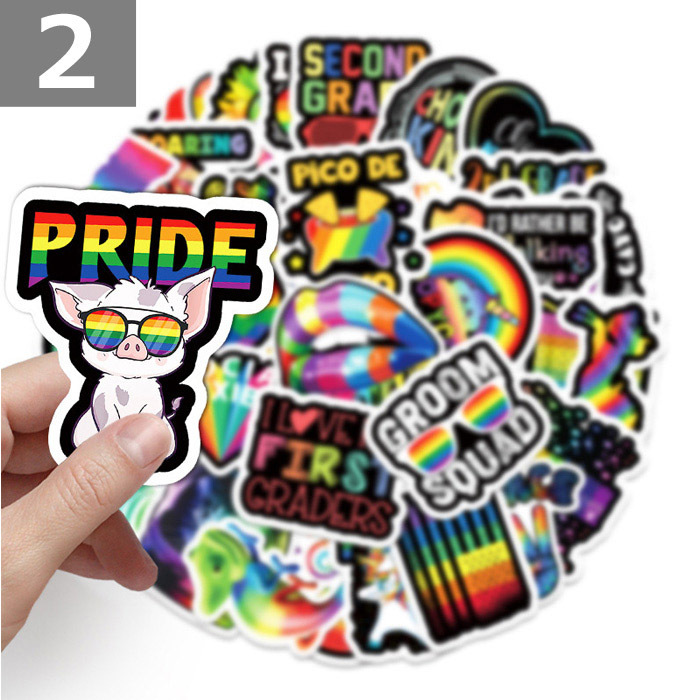 50-52枚 ステッカー レインボー 虹 カラフル 防水 耐水 シール