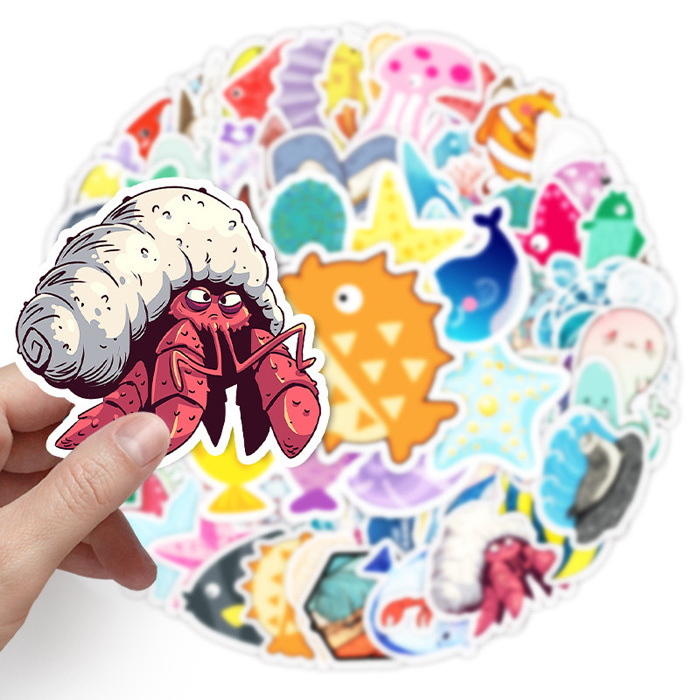 100枚 ステッカー 海洋生物 防水 耐水 シール 詰め合わせ 車