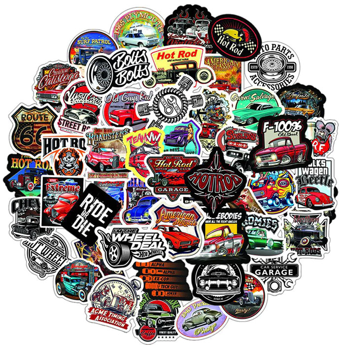 レトロステッカー詰め合わせ　ed88888 50枚 ステッカー アメリカン レトロ かっこいい 防水 耐水 シール