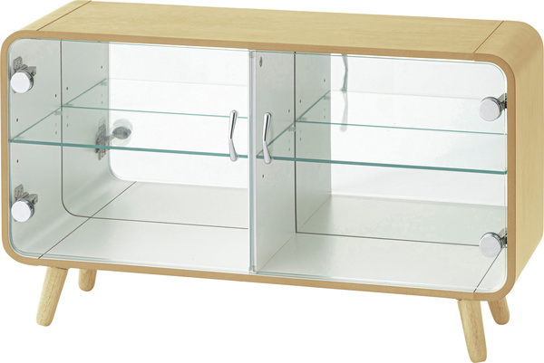 東谷 コレクションケース 棚 ガラス 木製 横長 シェルフ 収納棚