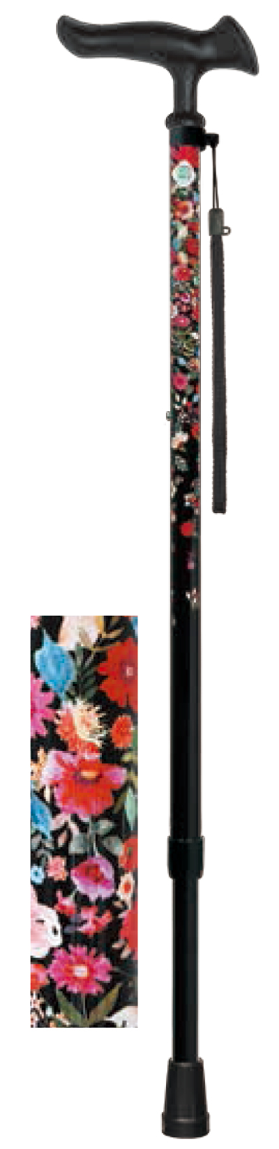 フジホーム 杖 ステッキ 伸縮 花柄 おしゃれ デザイン 握りやすい 安定