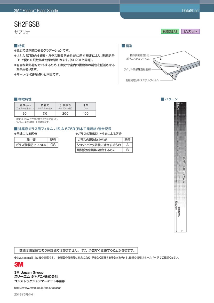 ガラスフィルム 窓 半透明 グラデーション 見えない SH2FGSB サブリナ