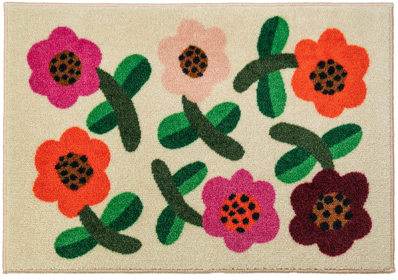 クリーンテックス・ジャパン 玄関マット 北欧 花柄 ドアマット 45×65cm