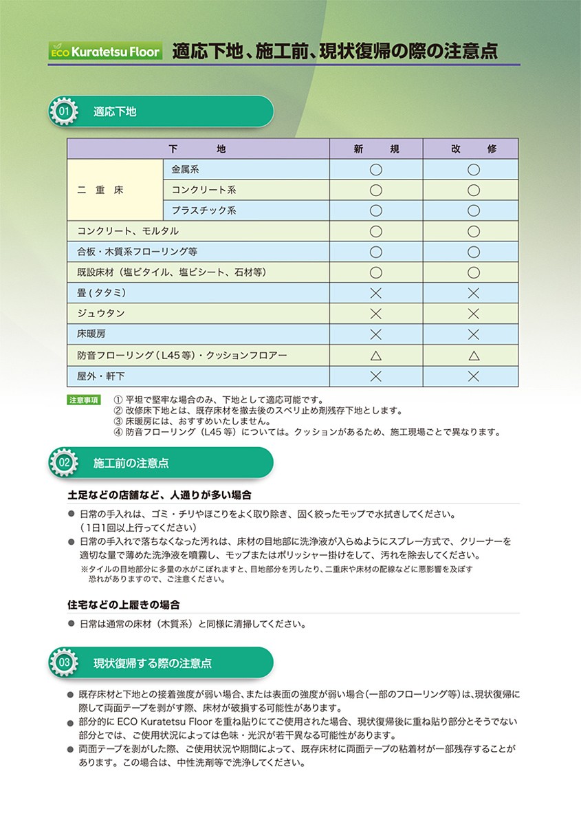 接着剤不要のフロアタイル「エコクラテツフロア」