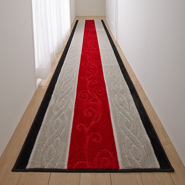 廊下敷きカーペット 65×540cm すべり止め ベージュ グレー 赤 おしゃれ 北欧 豪華 シンプル 廊下用マット 絨毯 じゅうたん  ロングカーペット ロール ラグ